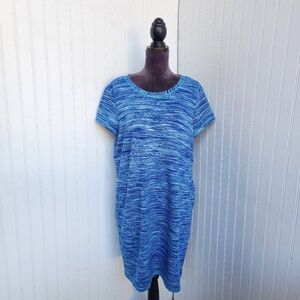 Live Love Lounge Karen Neuburger Striped Casual Dress Short Sleeve Blue Green XL